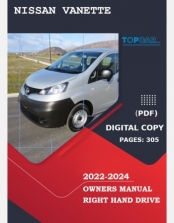 NISSAN VANETTE 2022 2023 2024 OWNERS MANUAL IN ENGLISH